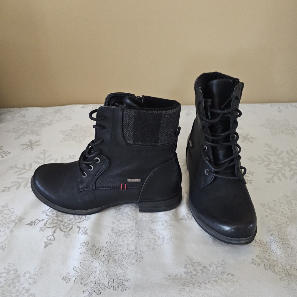 Romika Ankle Boots Waterproof Zipper Lace-Up Design Black SZ 38